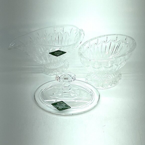 2PC Shannon Crystal OLIMPIA Creamer And Sugar Bowl w/Lid "Designs Of Ireland" - Picture 2 of 15